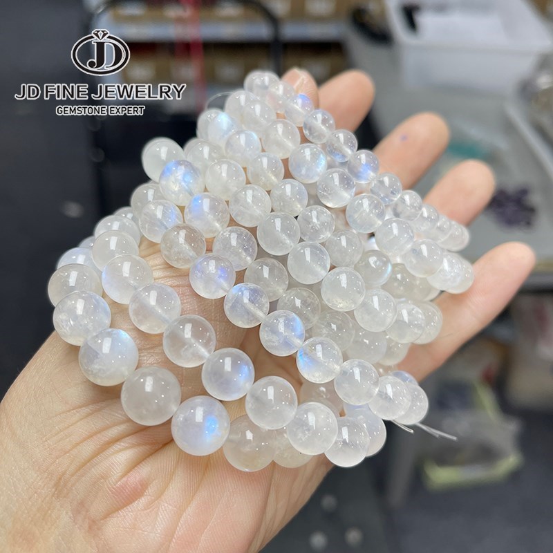 Yoga Fitness Tracker - JD Natural Azul Moonstone Rodada Bead
